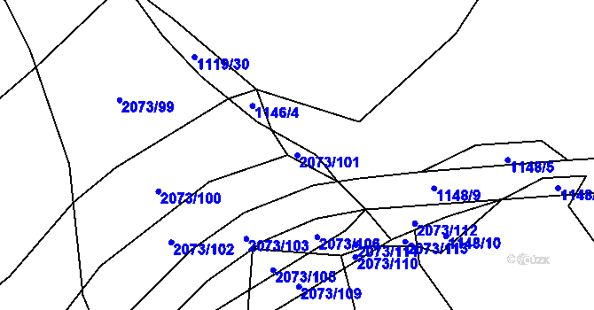 Parcela st. 2073/101 v KÚ Příseka, Katastrální mapa