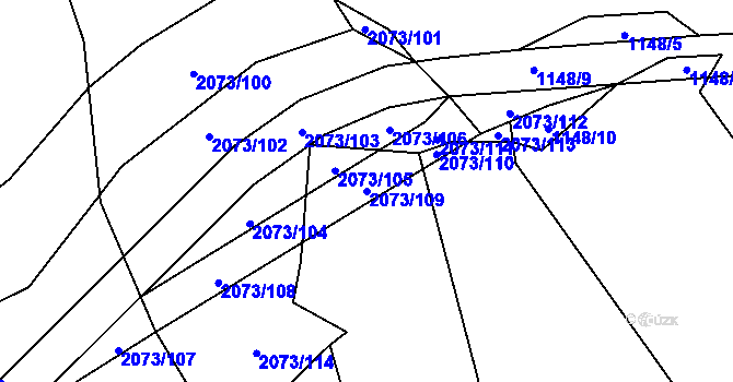Parcela st. 2073/109 v KÚ Příseka, Katastrální mapa