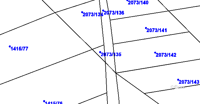 Parcela st. 2073/135 v KÚ Příseka, Katastrální mapa