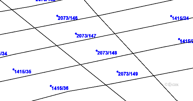 Parcela st. 2073/148 v KÚ Příseka, Katastrální mapa