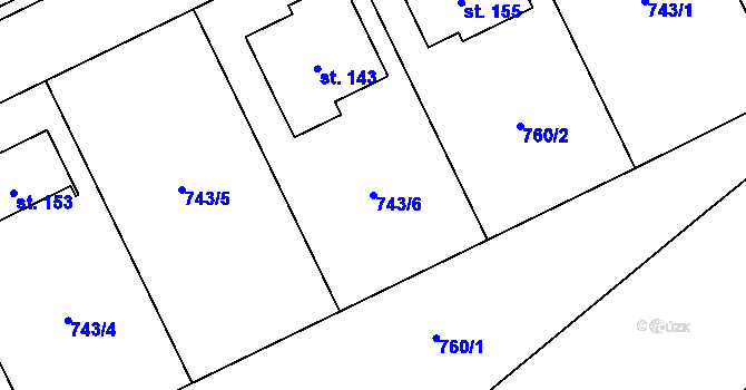 Parcela st. 743/6 v KÚ Příseka, Katastrální mapa