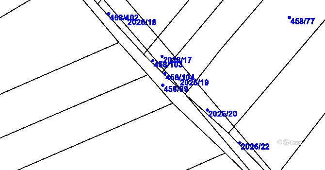 Parcela st. 458/89 v KÚ Příseka, Katastrální mapa