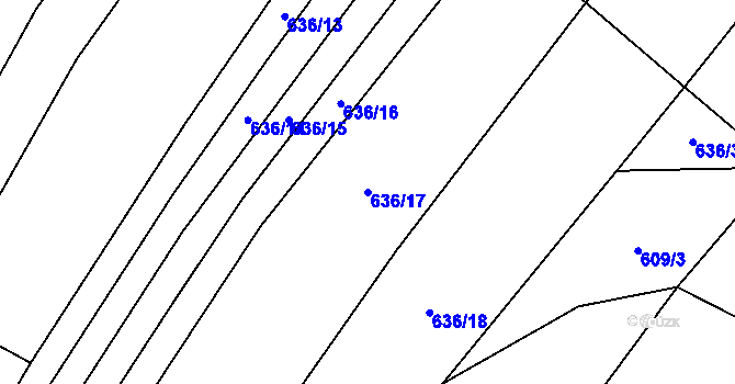 Parcela st. 636/17 v KÚ Příseka, Katastrální mapa