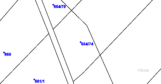 Parcela st. 654/74 v KÚ Příseka, Katastrální mapa