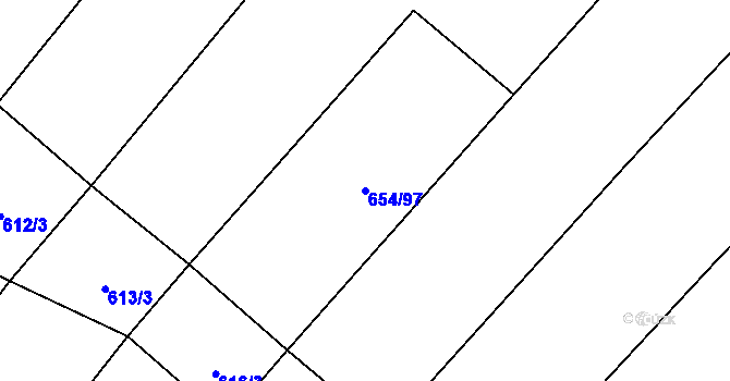 Parcela st. 654/97 v KÚ Příseka, Katastrální mapa