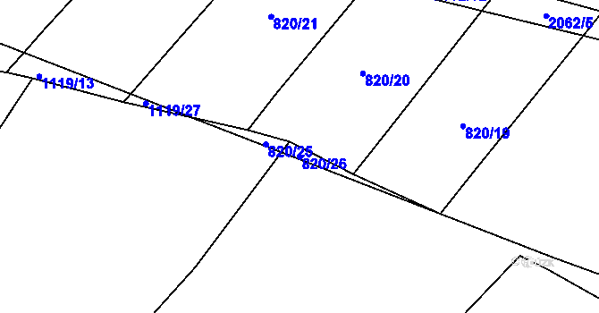 Parcela st. 820/26 v KÚ Příseka, Katastrální mapa