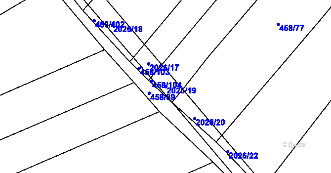 Parcela st. 2026/19 v KÚ Příseka, Katastrální mapa