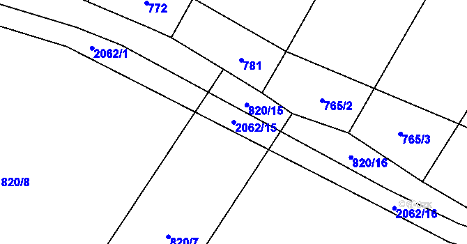 Parcela st. 2062/15 v KÚ Příseka, Katastrální mapa