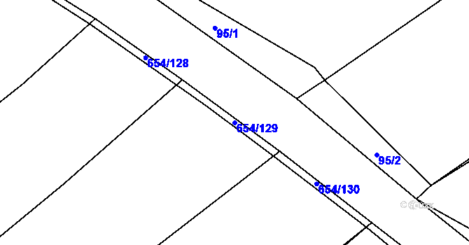Parcela st. 654/129 v KÚ Příseka, Katastrální mapa