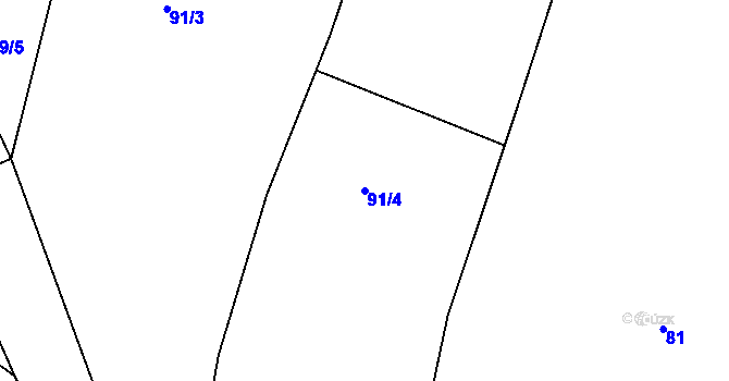 Parcela st. 91/4 v KÚ Pohleď, Katastrální mapa