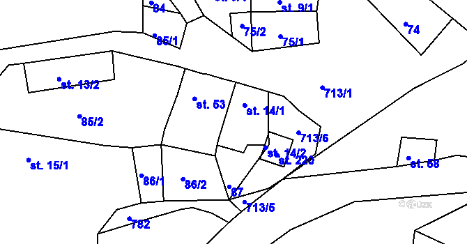 Parcela st. 14 v KÚ Příseka u Světlé nad Sázavou, Katastrální mapa