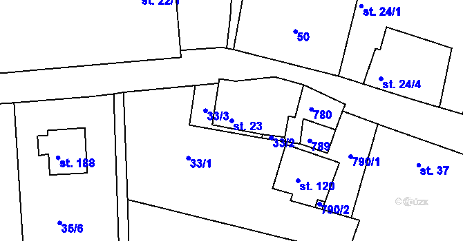 Parcela st. 23 v KÚ Příseka u Světlé nad Sázavou, Katastrální mapa