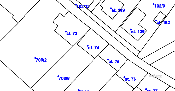 Parcela st. 74 v KÚ Příseka u Světlé nad Sázavou, Katastrální mapa