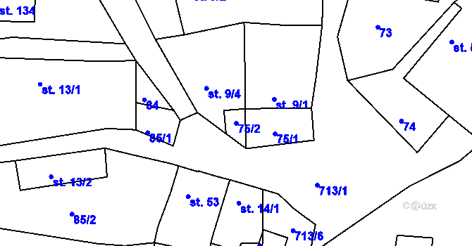 Parcela st. 75/2 v KÚ Příseka u Světlé nad Sázavou, Katastrální mapa