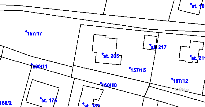 Parcela st. 205 v KÚ Příseka u Světlé nad Sázavou, Katastrální mapa