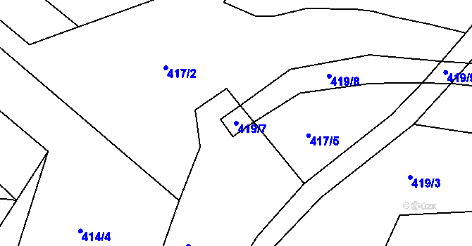 Parcela st. 419/7 v KÚ Příseka u Světlé nad Sázavou, Katastrální mapa