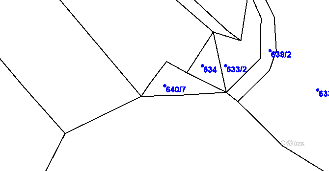 Parcela st. 640/7 v KÚ Příseka u Světlé nad Sázavou, Katastrální mapa