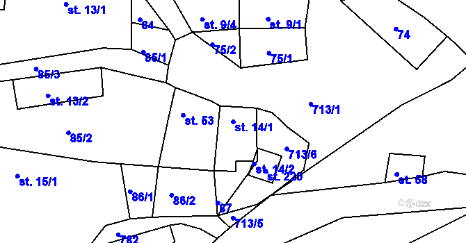 Parcela st. 14/1 v KÚ Příseka u Světlé nad Sázavou, Katastrální mapa