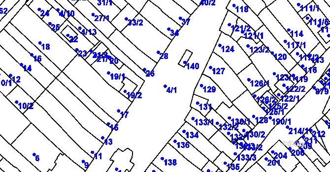 Parcela st. 4/1 v KÚ Přísnotice, Katastrální mapa