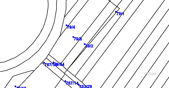 Parcela st. 79/2 v KÚ Přísnotice, Katastrální mapa