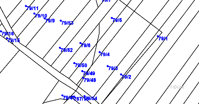 Parcela st. 79/4 v KÚ Přísnotice, Katastrální mapa