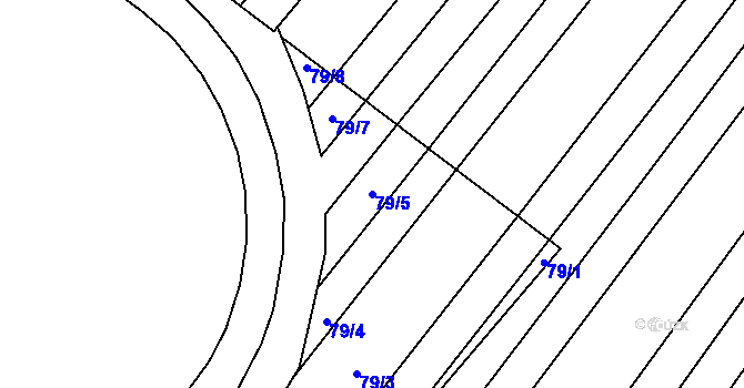 Parcela st. 79/5 v KÚ Přísnotice, Katastrální mapa