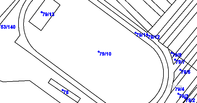 Parcela st. 79/10 v KÚ Přísnotice, Katastrální mapa