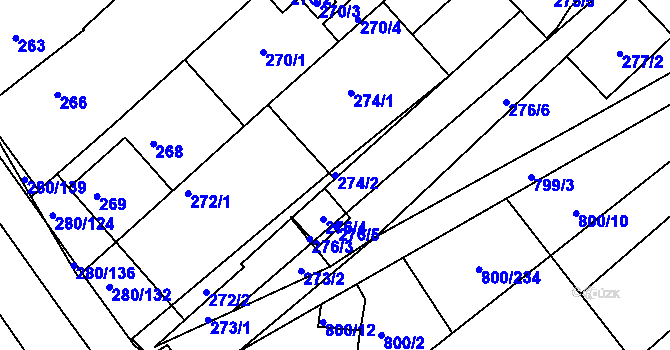 Parcela st. 274/2 v KÚ Přísnotice, Katastrální mapa