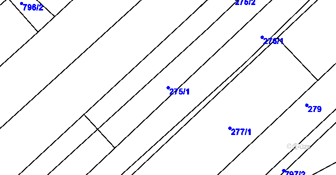 Parcela st. 275/1 v KÚ Přísnotice, Katastrální mapa