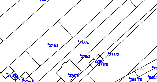 Parcela st. 275/4 v KÚ Přísnotice, Katastrální mapa