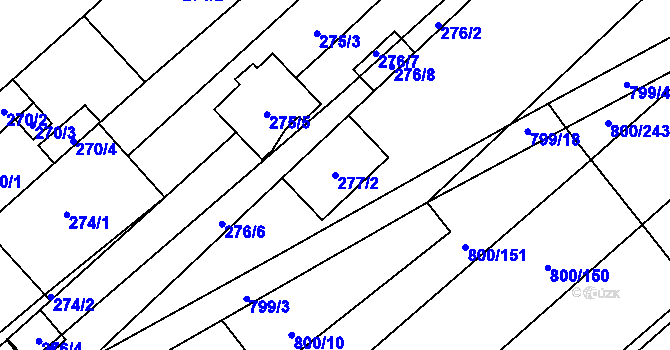 Parcela st. 277/2 v KÚ Přísnotice, Katastrální mapa