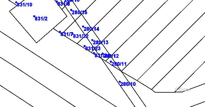 Parcela st. 280/12 v KÚ Přísnotice, Katastrální mapa