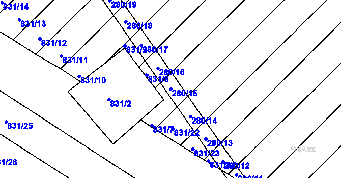 Parcela st. 280/15 v KÚ Přísnotice, Katastrální mapa