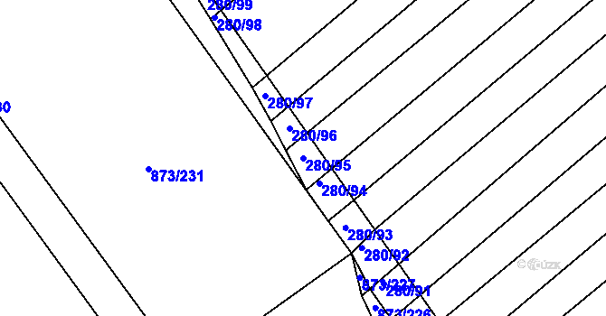 Parcela st. 280/95 v KÚ Přísnotice, Katastrální mapa