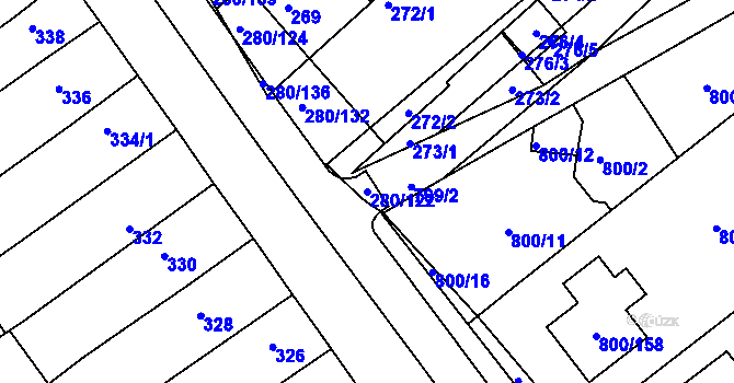 Parcela st. 280/122 v KÚ Přísnotice, Katastrální mapa