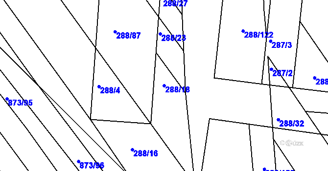 Parcela st. 288/18 v KÚ Přísnotice, Katastrální mapa