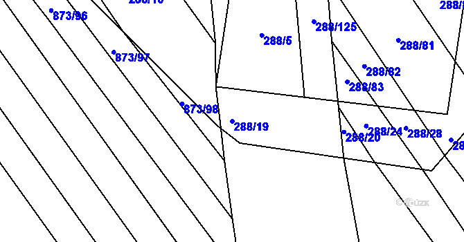 Parcela st. 288/19 v KÚ Přísnotice, Katastrální mapa