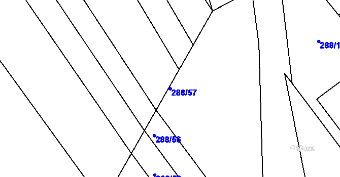 Parcela st. 288/57 v KÚ Přísnotice, Katastrální mapa