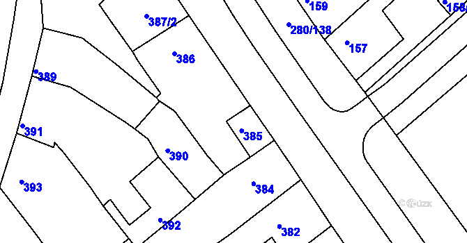 Parcela st. 385 v KÚ Přísnotice, Katastrální mapa