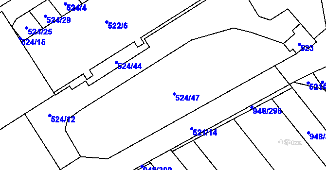 Parcela st. 524/7 v KÚ Přísnotice, Katastrální mapa