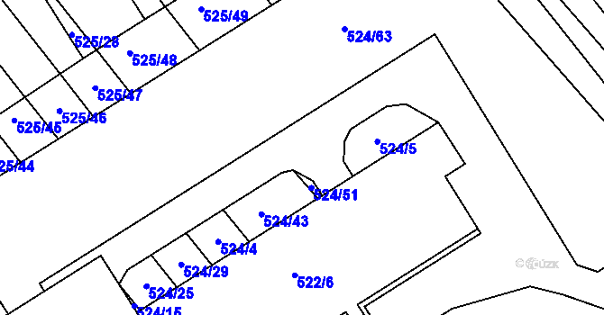 Parcela st. 524/52 v KÚ Přísnotice, Katastrální mapa