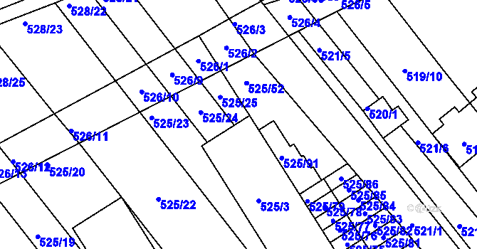 Parcela st. 525/26 v KÚ Přísnotice, Katastrální mapa