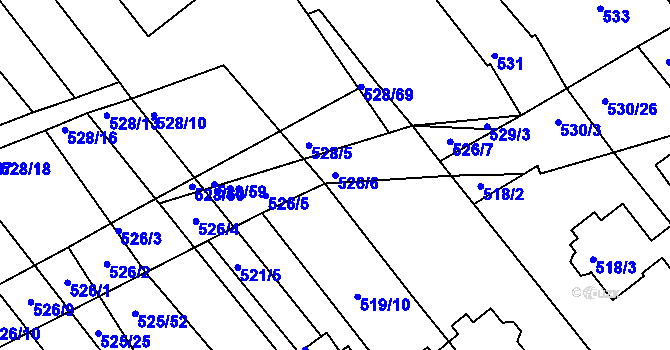 Parcela st. 526/6 v KÚ Přísnotice, Katastrální mapa