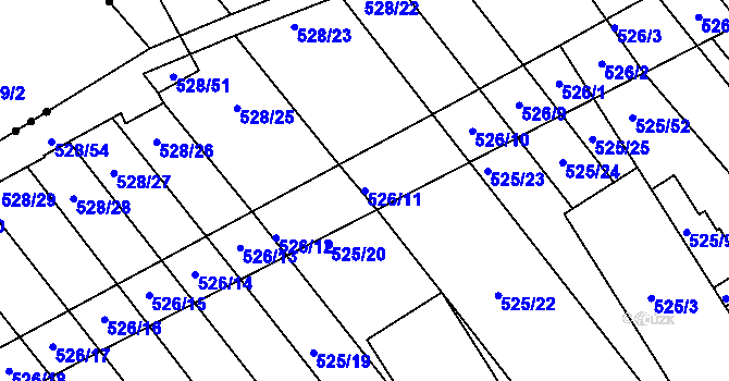 Parcela st. 526/11 v KÚ Přísnotice, Katastrální mapa