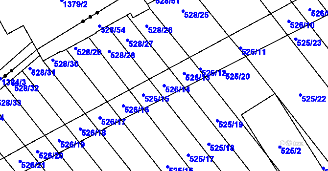 Parcela st. 526/14 v KÚ Přísnotice, Katastrální mapa
