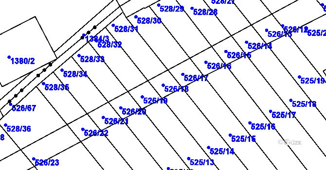 Parcela st. 526/18 v KÚ Přísnotice, Katastrální mapa