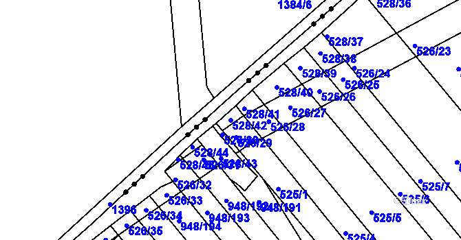 Parcela st. 528/42 v KÚ Přísnotice, Katastrální mapa