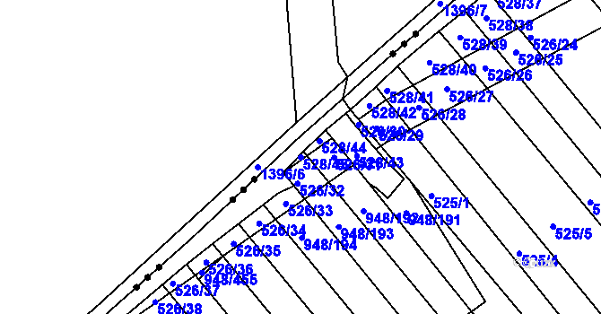 Parcela st. 528/45 v KÚ Přísnotice, Katastrální mapa