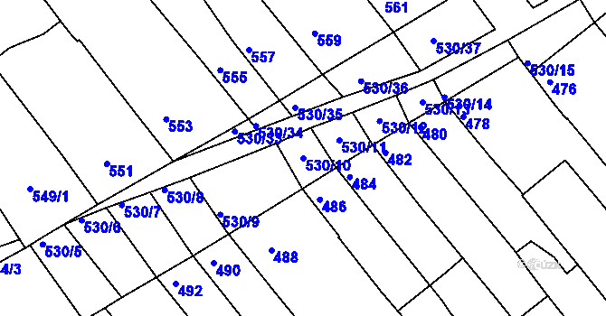 Parcela st. 530/10 v KÚ Přísnotice, Katastrální mapa