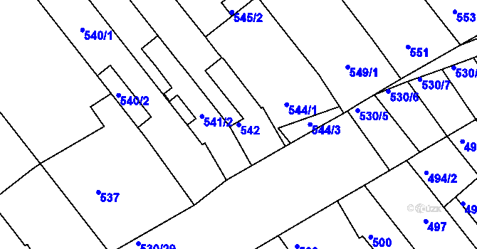 Parcela st. 542 v KÚ Přísnotice, Katastrální mapa